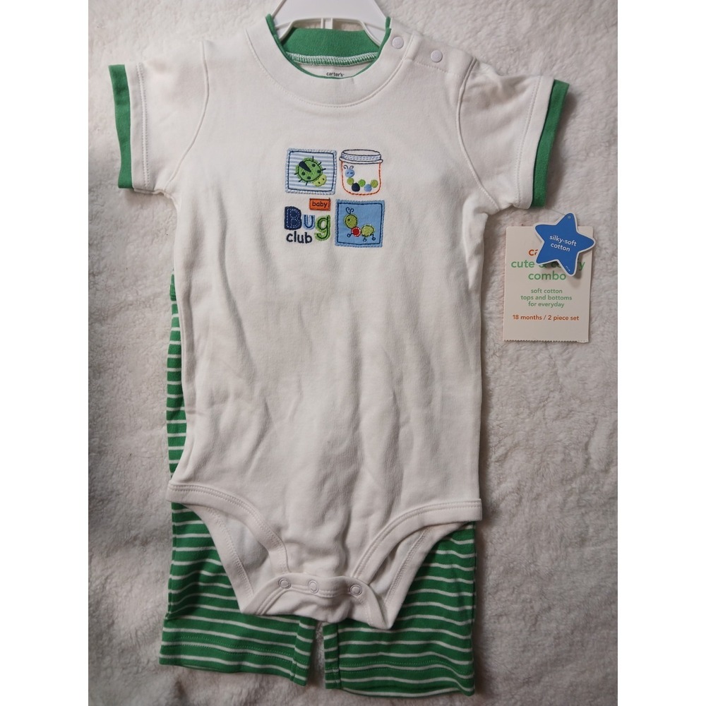 NWT Carter's Bug Club 2 Pc Outfit Set 18 Months Embroidered Bodysuit Stripes